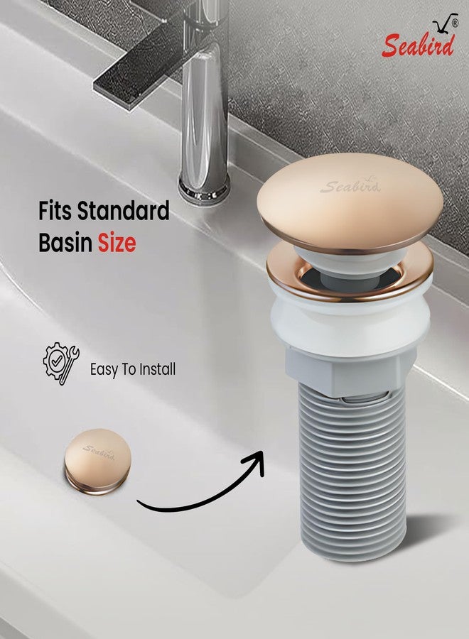 SEABIRD Pop-up Waste Coupling 3" SS 304 Stainless Steel with ABS Body | Rose Gold Finish Basin Drain Stopper | Durable & Easy Install Bathroom & Kitchen Sink Drain - Image 5